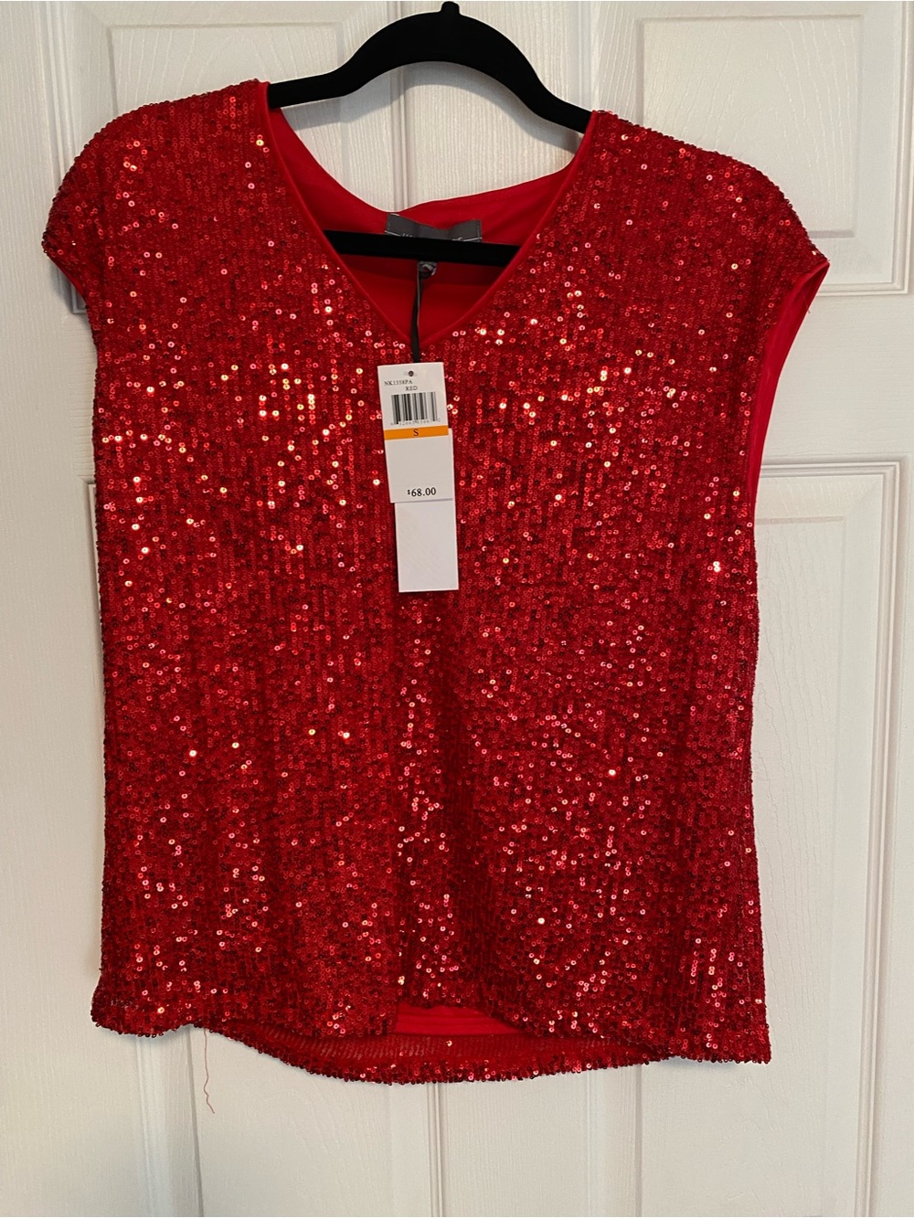 Red Sequin Cap-Sleeve Top - Brand Unknown
